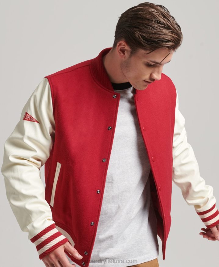 Superdry College Varsity Bomber Jacket Red Men