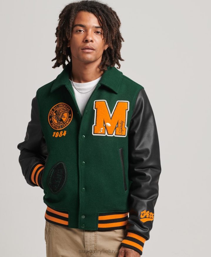 Superdry College Varsity Patch Bomber Jacket Green Men