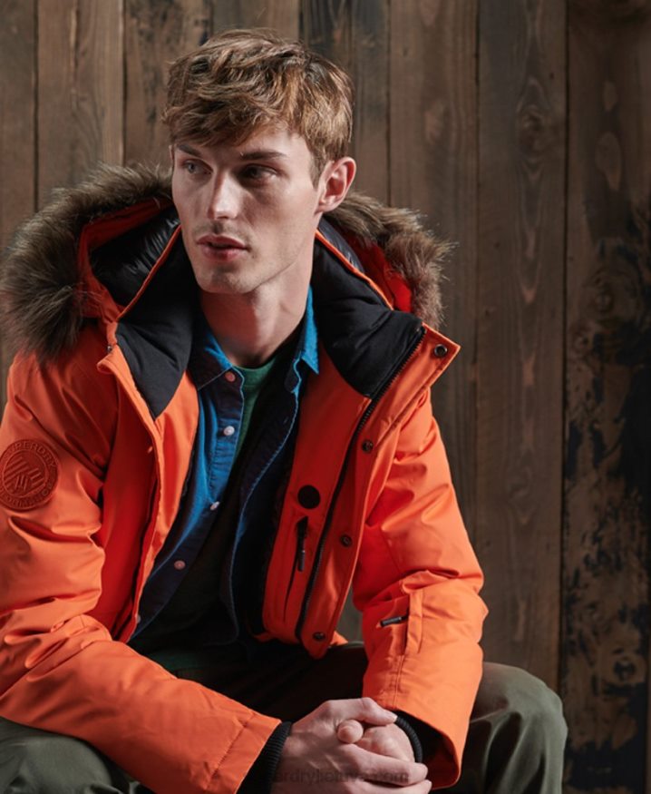 Superdry Everest Down Snow Bomber Jacket Orange Men