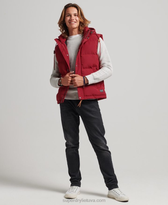 Superdry Everest Hooded Puffer Gilet Red Men