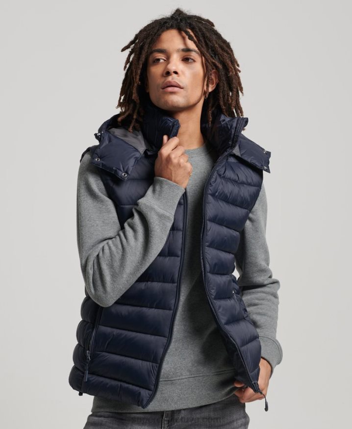 Superdry Hooded Classic Padded Gilet Navy Men