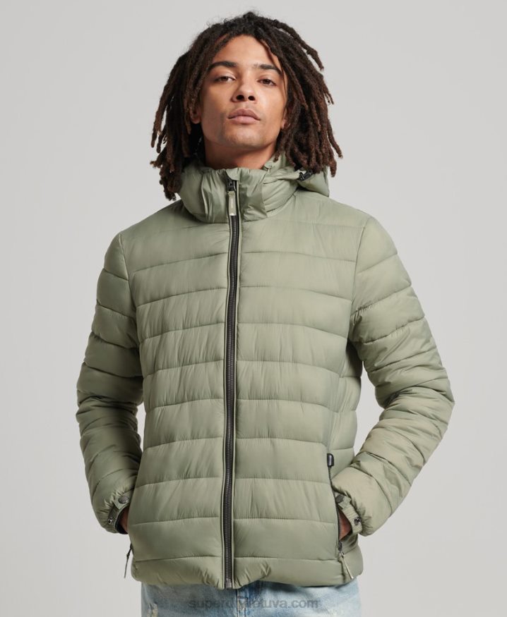 Superdry Hooded Classic Puffer Jacket Khaki Men