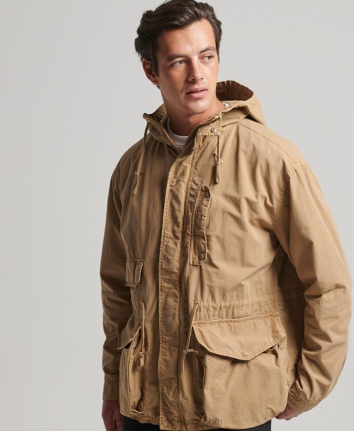 Superdry Hooded Deck Jacket Tan Men