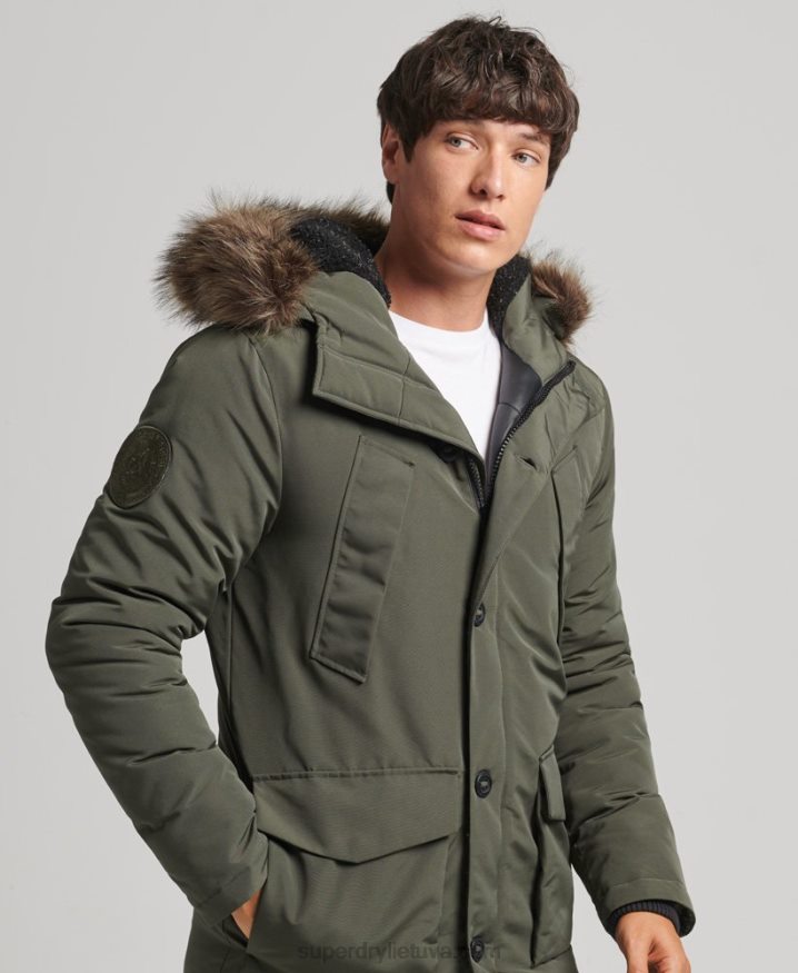 Superdry Hooded Everest Faux Fur Parka Green Men