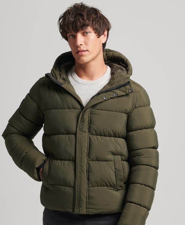 Superdry Hooded XPD Sports Puffer Jacket Khaki Men