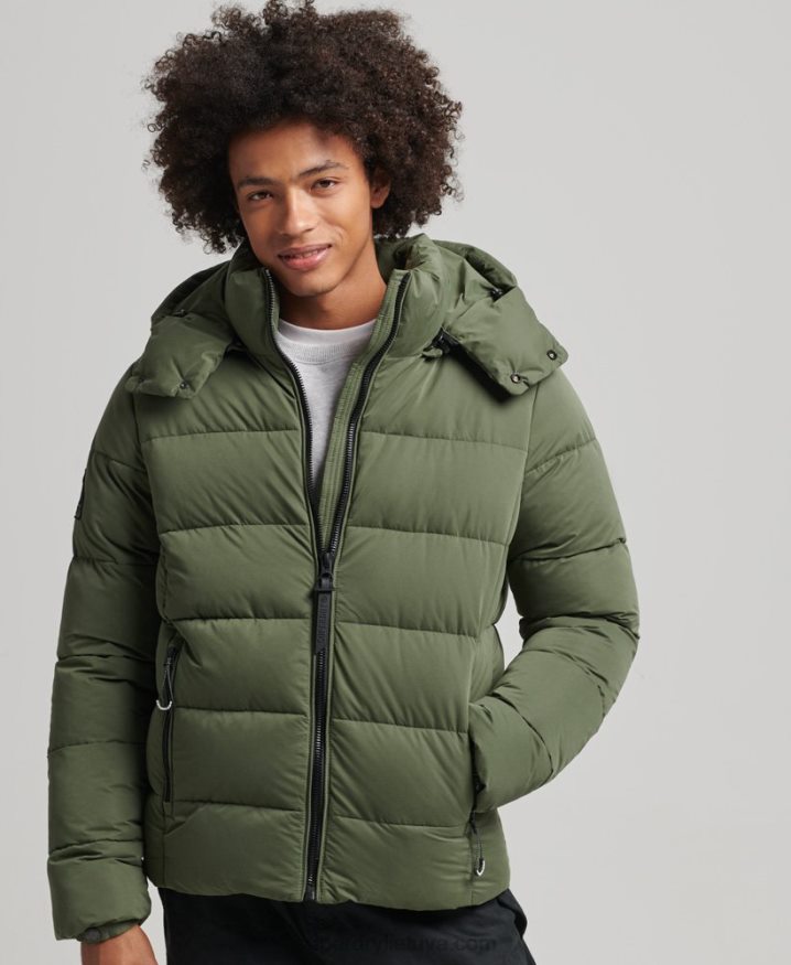 Superdry Microfibre Mountain Puffer Jacket Khaki Men