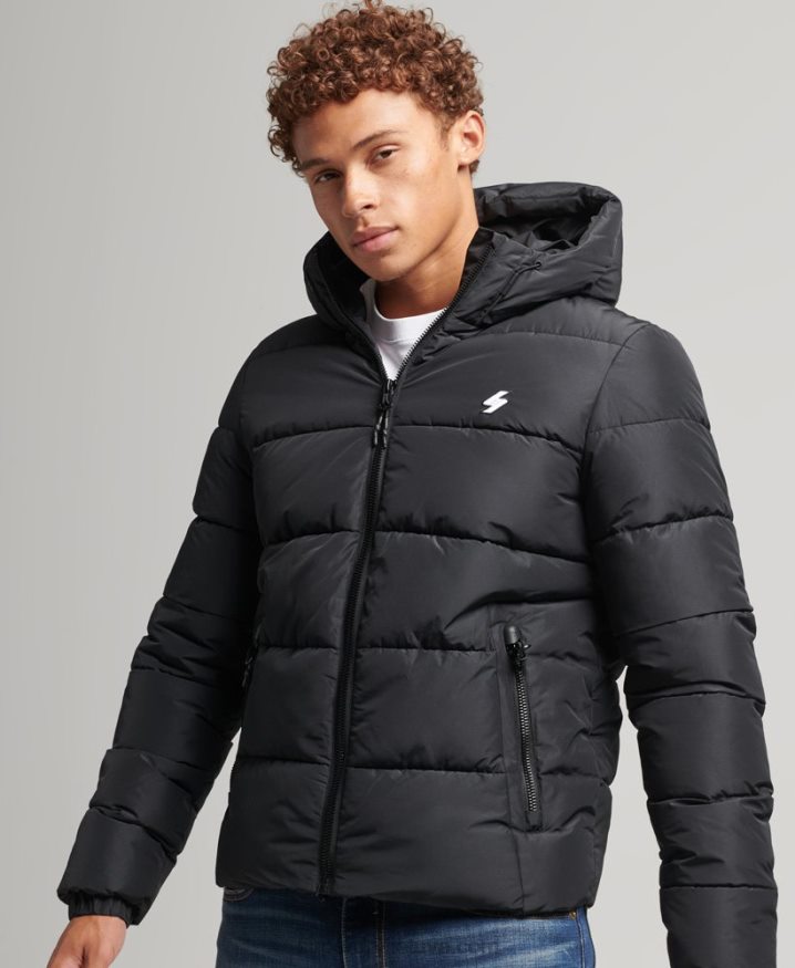 Superdry Sports Puffer Hooded Jacket Black Men