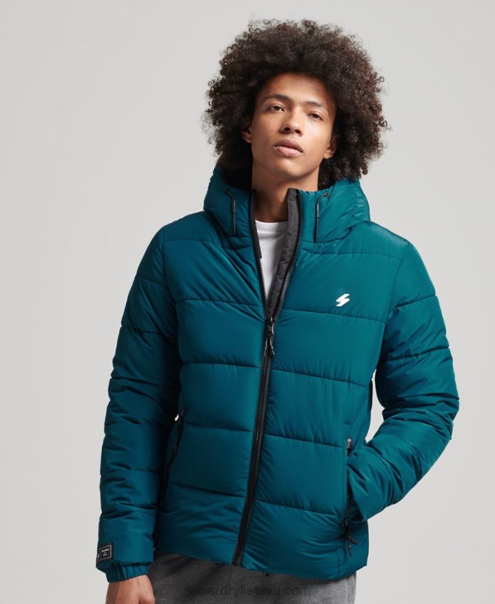 Superdry Sports Puffer Hooded Jacket Blue Men