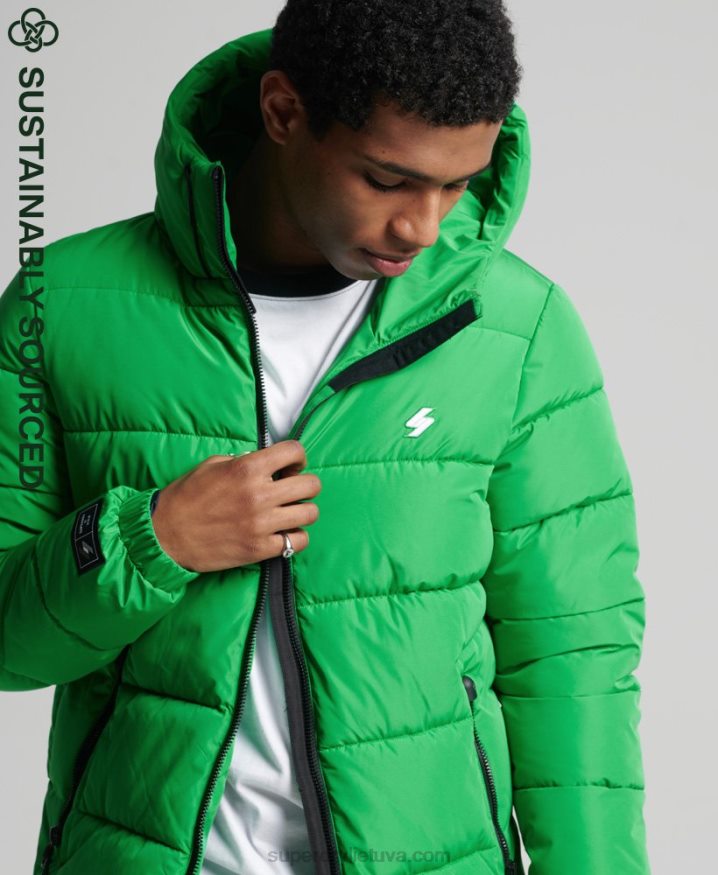 Superdry Sports Puffer Hooded Jacket Green Men