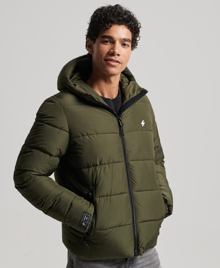 Superdry Sports Puffer Hooded Jacket Khaki Men