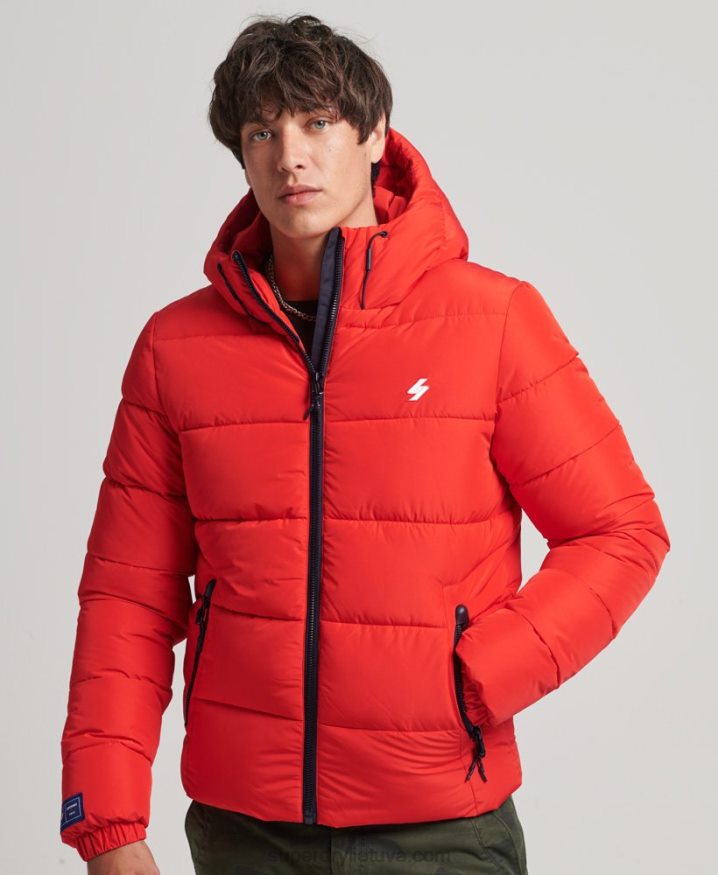 Superdry Sports Puffer Hooded Jacket Red Men