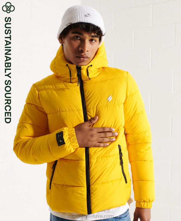 Superdry Sports Puffer Hooded Jacket Yellow Men