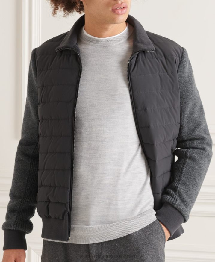 Superdry Studios Padded Knit Mix Jacket Dark Grey Men