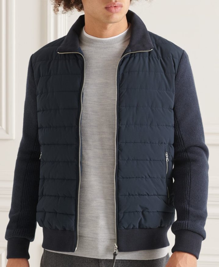 Superdry Studios Padded Knit Mix Jacket Navy Men