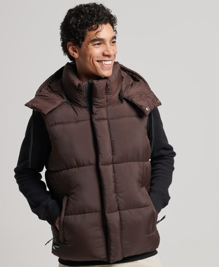 Superdry Touchline Short Padded Gilet Brown Men