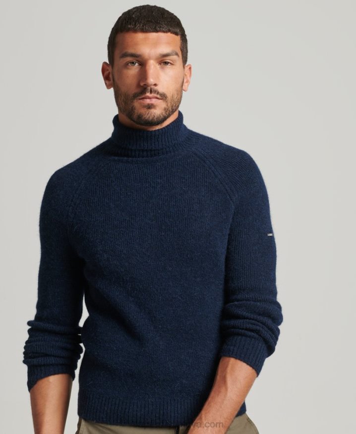 Superdry Alpaca Chunky Roll Neck Jumper Navy Men