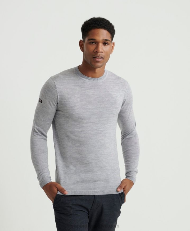 Superdry Edit Merino Crew Jumper Light Grey Men