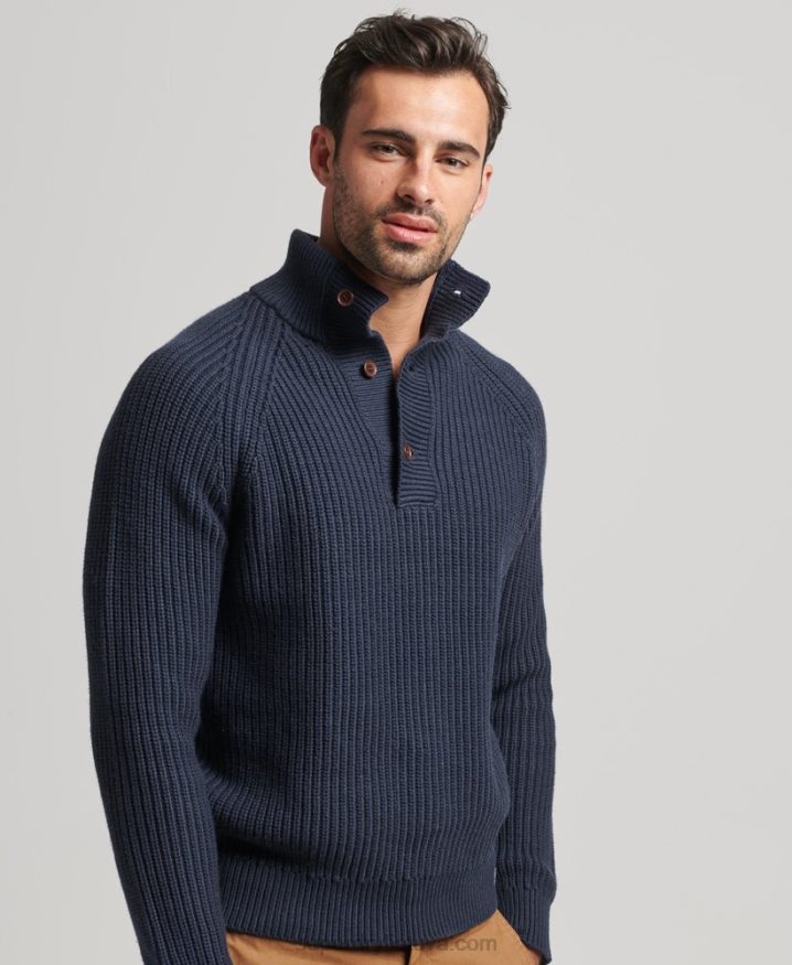 Superdry Henley Jumper Navy Men