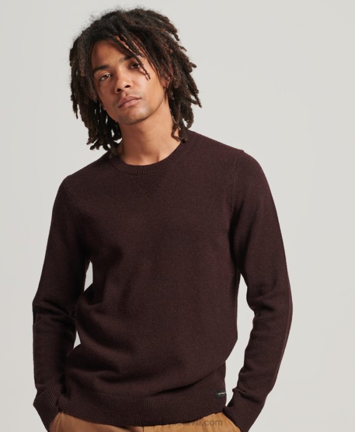 Superdry Lambswool Crew Jumper Brown Men