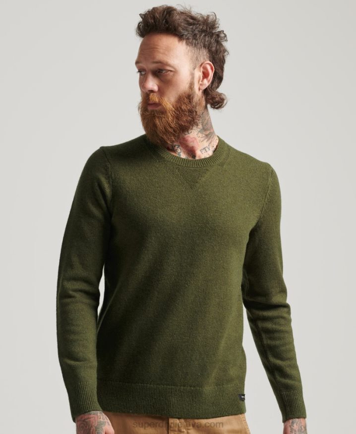 Superdry Lambswool Crew Jumper Green Men