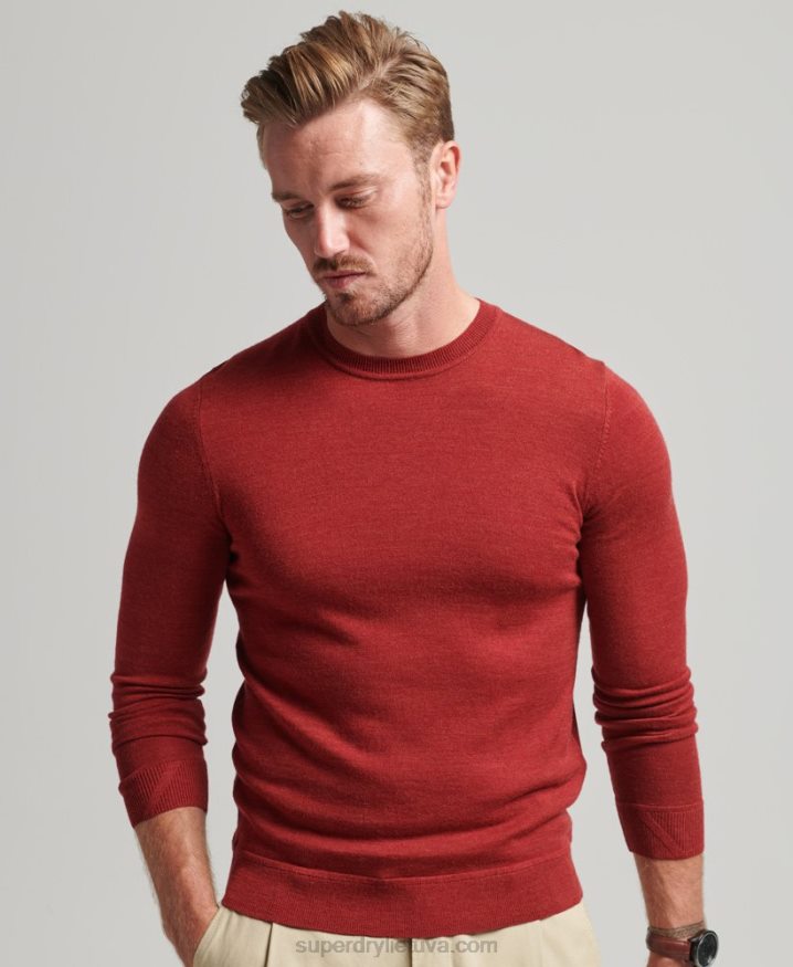 Superdry Merino Crew Neck Jumper Red Men