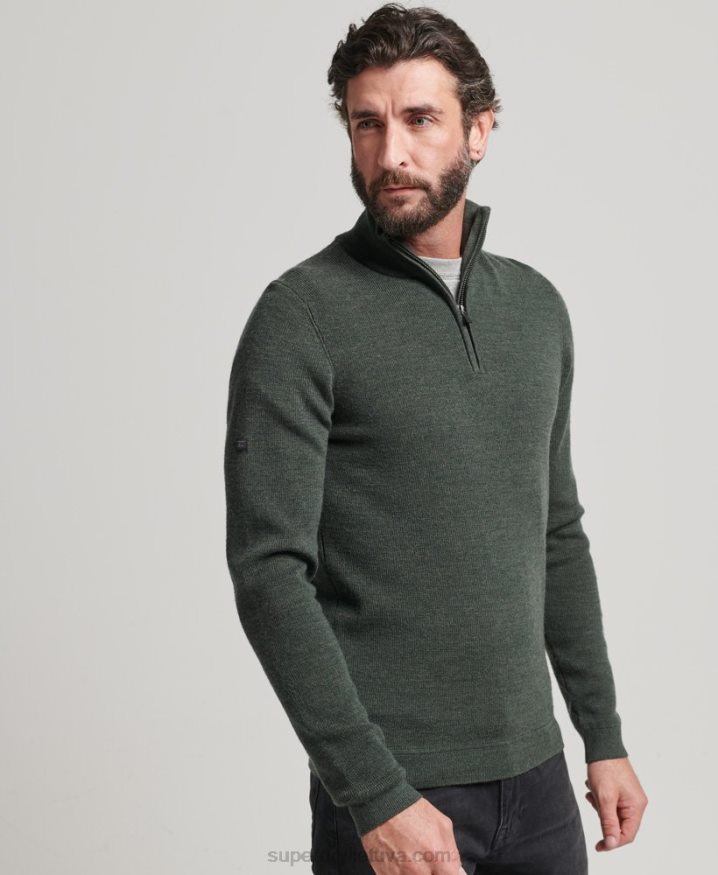 Superdry Merino Half Zip Jumper Green Men