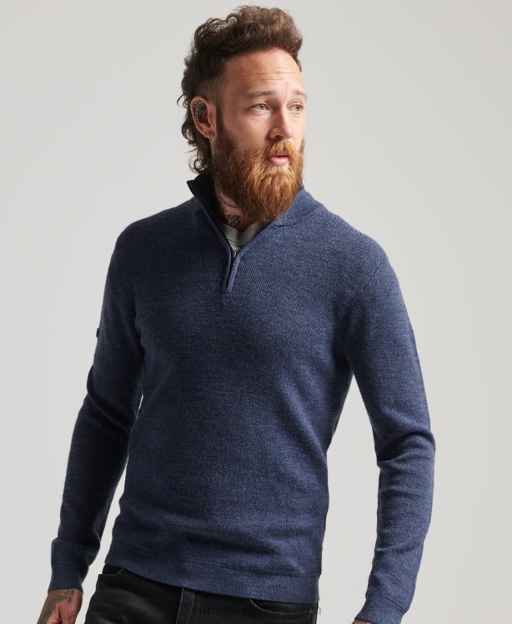 Superdry Merino Half Zip Jumper Navy Men