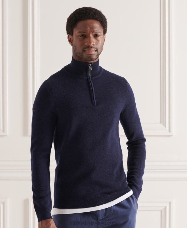 Superdry Merino Henley Jumper Navy Men