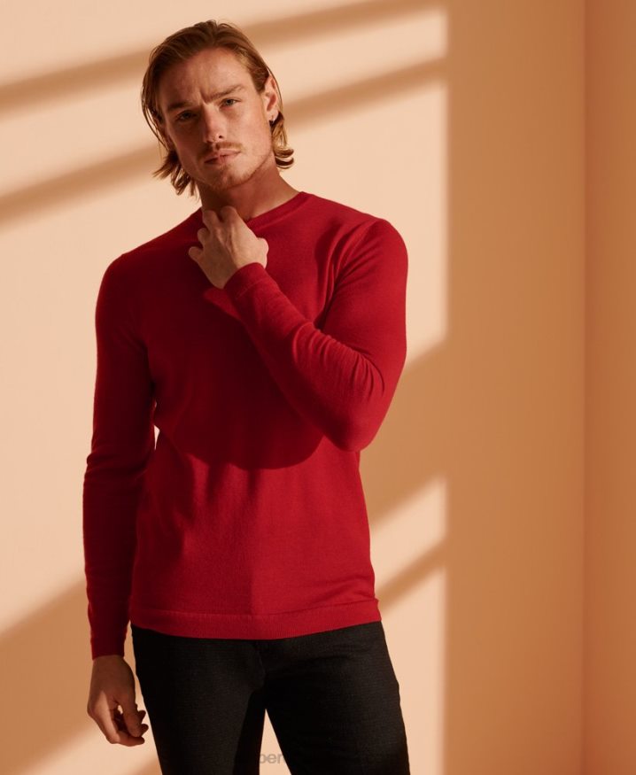 Superdry Merino Lightweight Crew Jumper Red Men