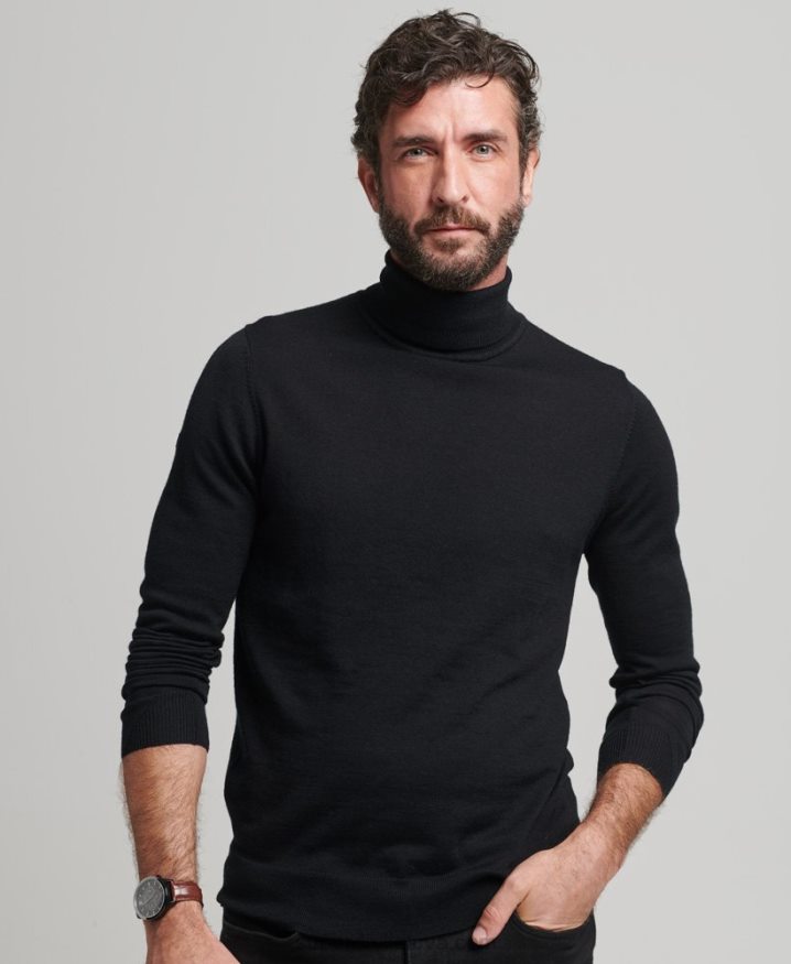 Superdry Merino Roll Neck Jumper Black Men