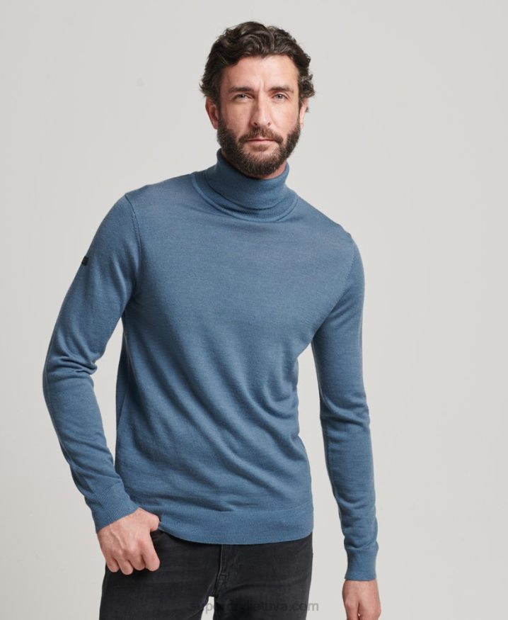 Superdry Merino Roll Neck Jumper Blue Men