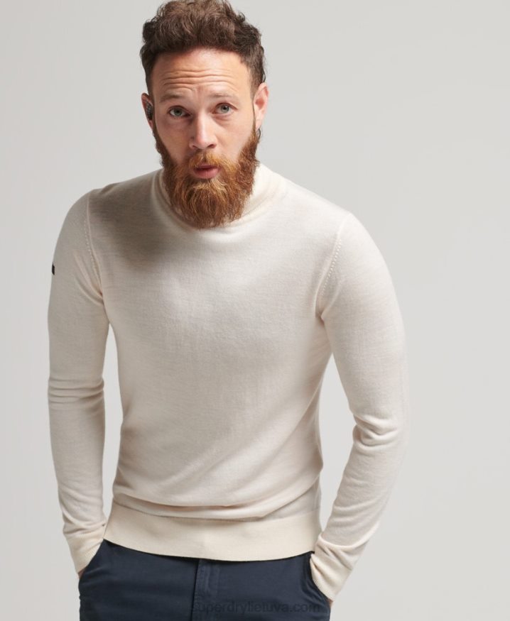 Superdry Merino Roll Neck Jumper Cream Men