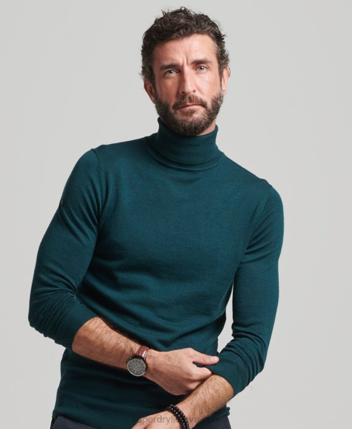 Superdry Merino Roll Neck Jumper Green Men