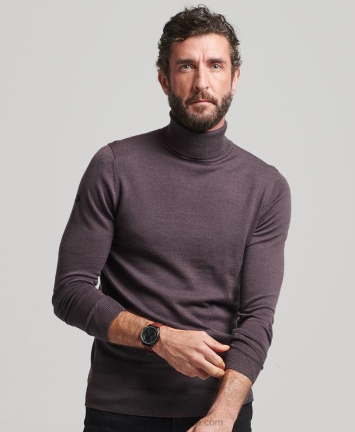 Superdry Merino Roll Neck Jumper Purple Men