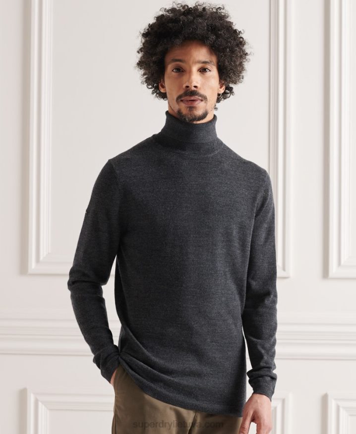 Superdry Merino Rollneck Jumper Dark Grey Men