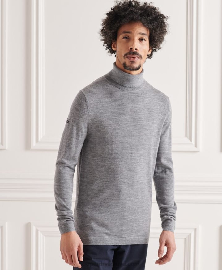 Superdry Merino Rollneck Jumper Light Grey Men