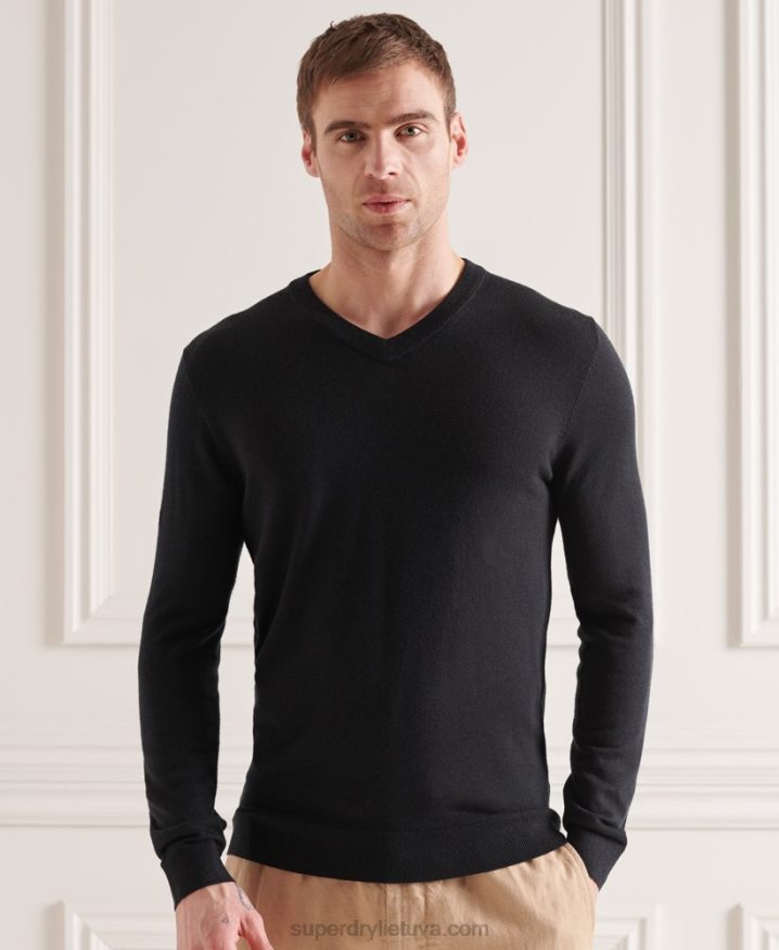 Superdry Merino V-Neck Jumper Black Men