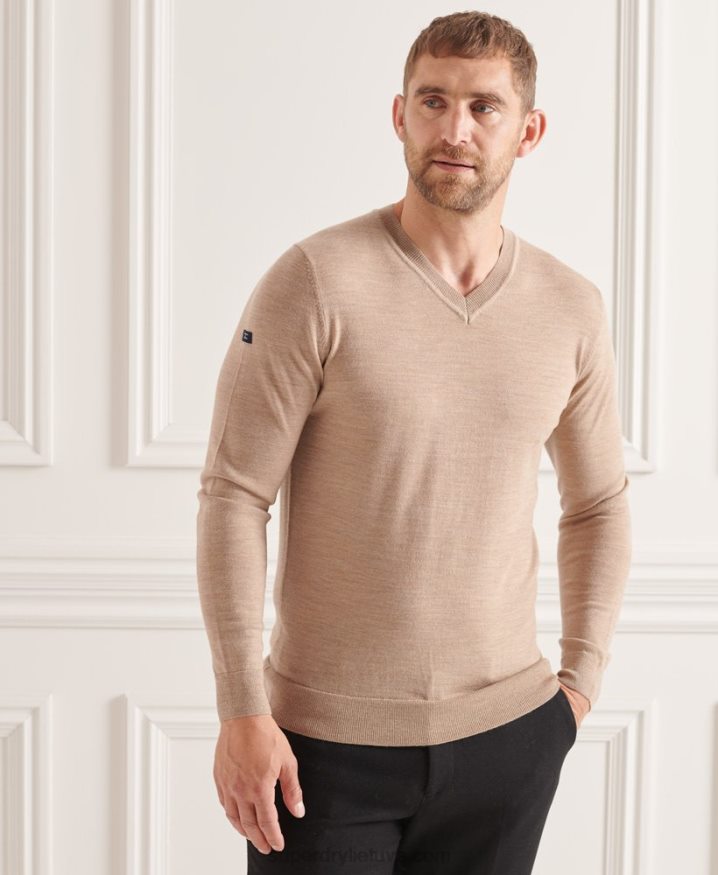 Superdry Merino V-Neck Jumper Brown Men