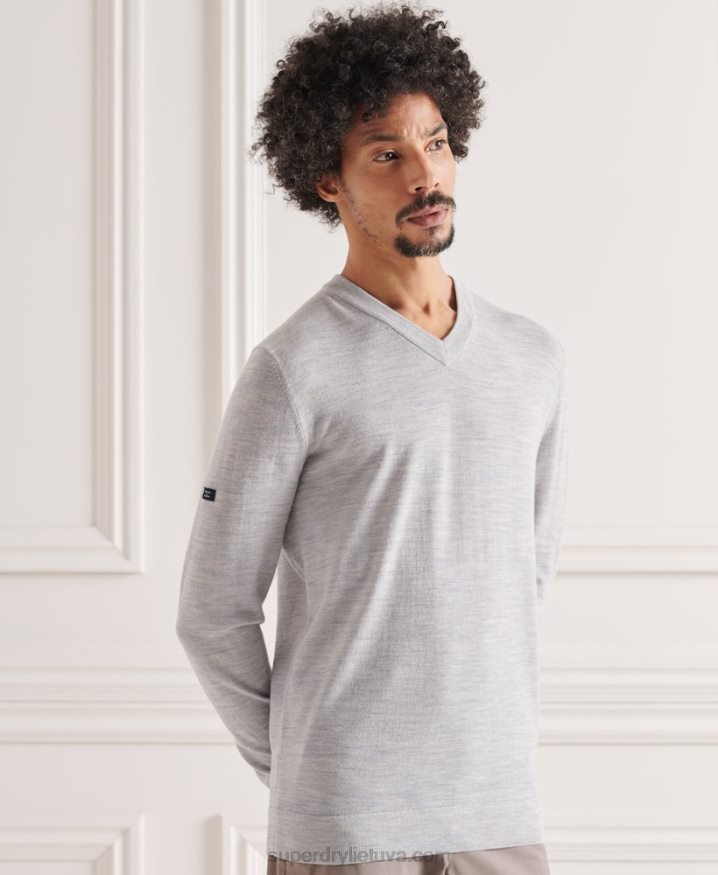 Superdry Merino V-Neck Jumper Grey Men