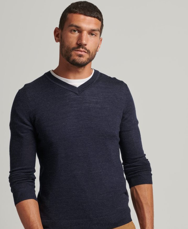 Superdry Merino V-Neck Jumper Navy Men