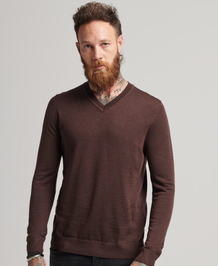 Superdry Merino V-Neck Jumper Purple Men