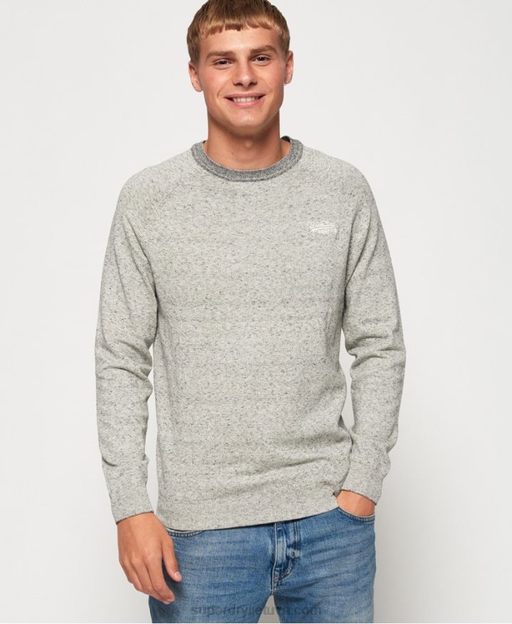 Superdry Orange Label Cotton Crew jumper Light Grey Men