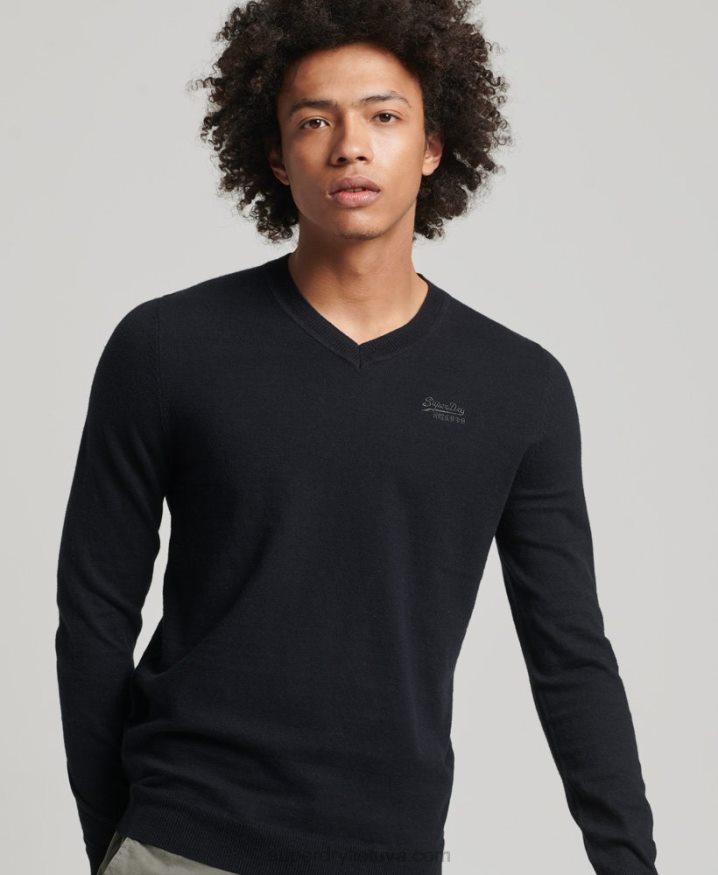 Superdry Orange Label V-Neck Jumper Black Men