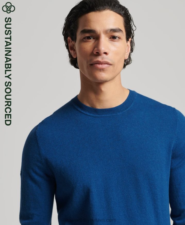 Superdry Organic Cotton Cashmere Crew Jumper Blue Men