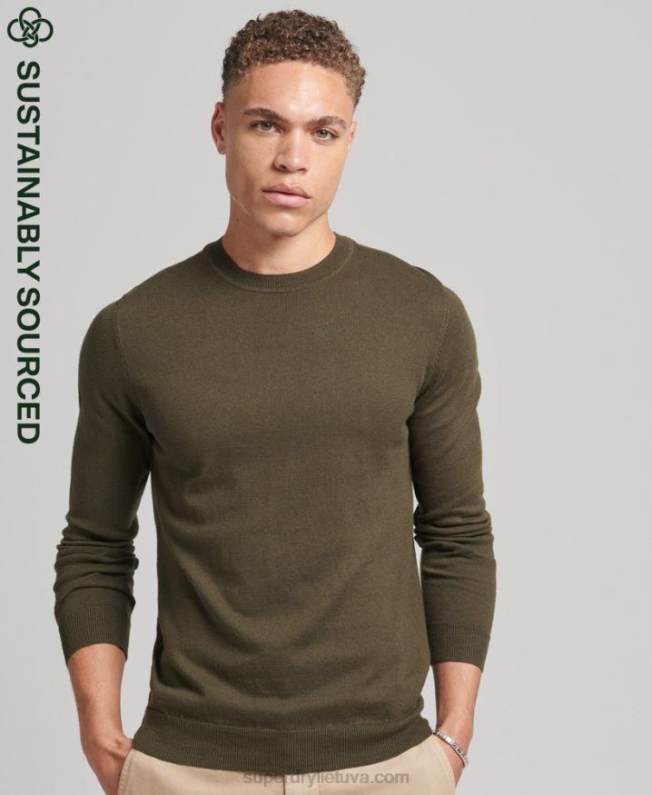 Superdry Organic Cotton Cashmere Crew Jumper Green Men