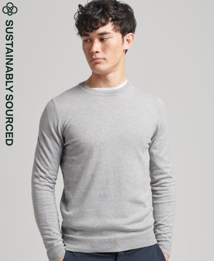 Superdry Organic Cotton Cashmere Crew Jumper Grey Men