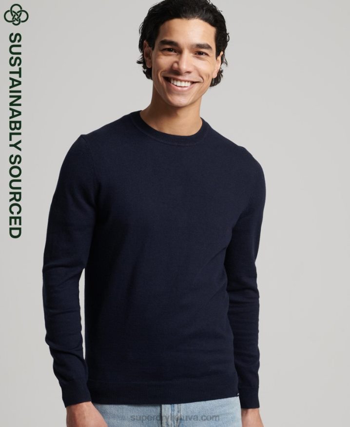 Superdry Organic Cotton Cashmere Crew Jumper Navy Men