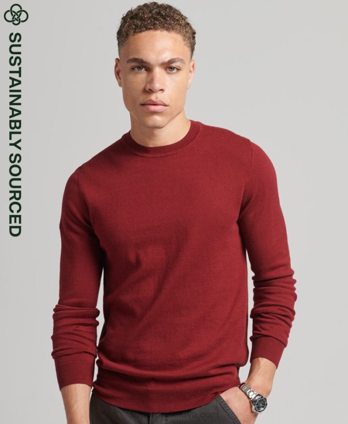 Superdry Organic Cotton Cashmere Crew Jumper Red Men