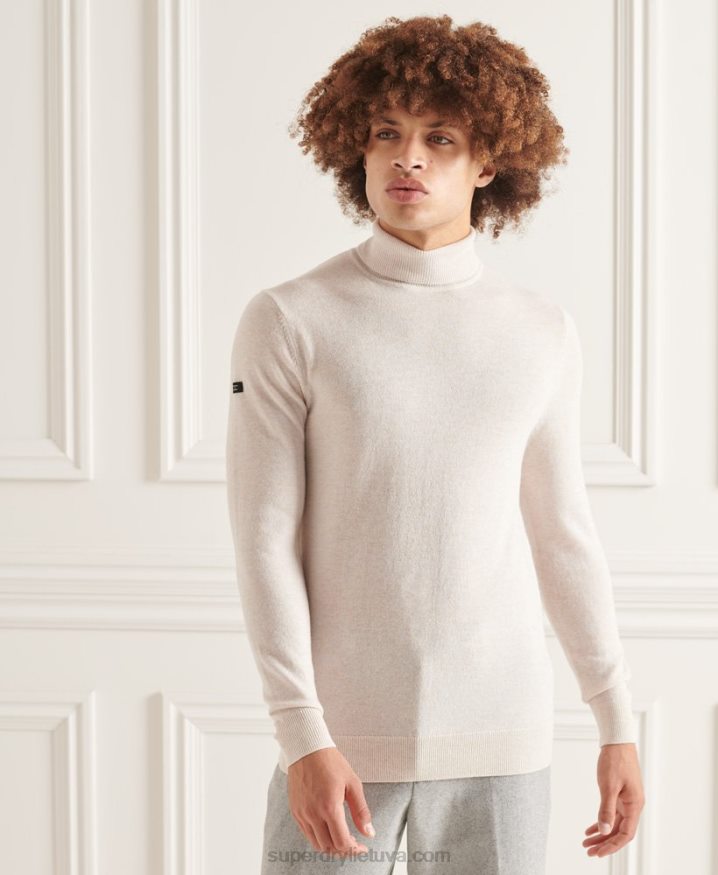 Superdry Studios Lambswool Roll Neck Jumper White Men