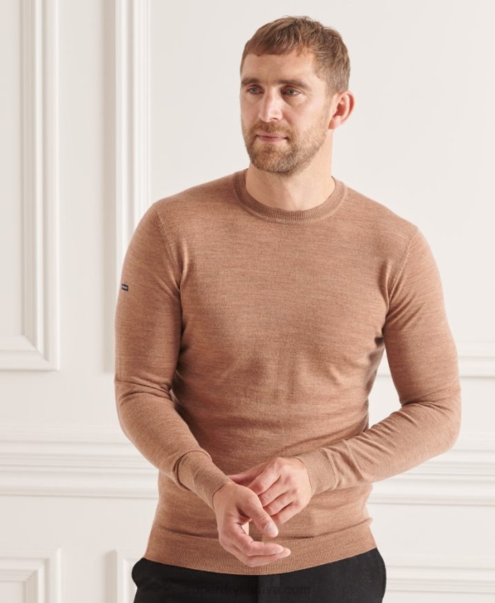 Superdry Studios Merino Crew Jumper Beige Men